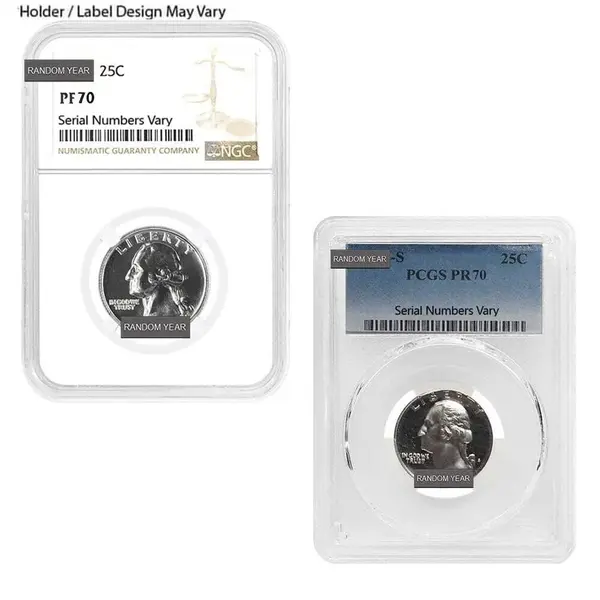 Default Proof Washington Silver Quarter 25C NGC/PCGS PF 70 (Random Year)