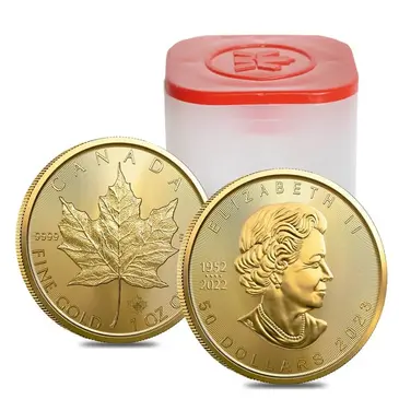 Default Roll of 10 - 2023 1 oz Canadian Gold Maple Leaf $50 Coin .9999 Fine BU (Lot, Tube of 10)