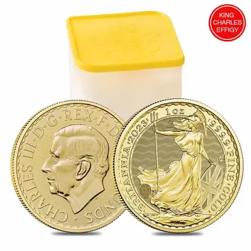 Default Roll of 10 - 2023 Great Britain 1 oz Gold Britannia King Charles III Coin .9999 Fine BU (Roll, Tube of 10)