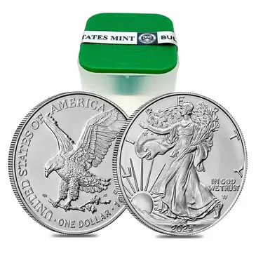 Default Roll of 20 - 2025 1 oz Silver American Eagle $1 Coin BU