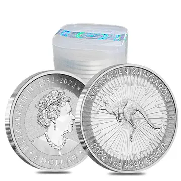 Default Roll of 25 - 2023 1 oz Australian Silver Kangaroo Perth Mint Coin .9999 Fine BU (Tube, Lot of 25)
