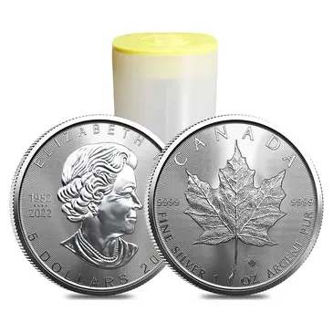 Default Roll of 25 - 2023 1 oz Canadian Silver Maple Leaf .9999 Fine $5 Coin BU (Lot, Tube of 25)