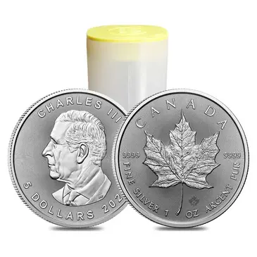 Default Roll of 25 - 2025 1 oz Canadian Silver Maple Leaf Coin BU