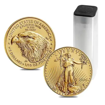 Default Roll of 50 - 2024 1/10 oz Gold American Eagle $5 Coin BU