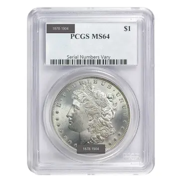 Default Silver Morgan Dollar PCGS MS 64 (Random Year, 1878-1904)