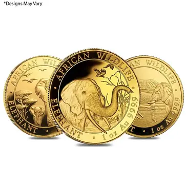 Default Somalia 1 oz Gold African Elephant 1000 Shillings BU (Random Year)