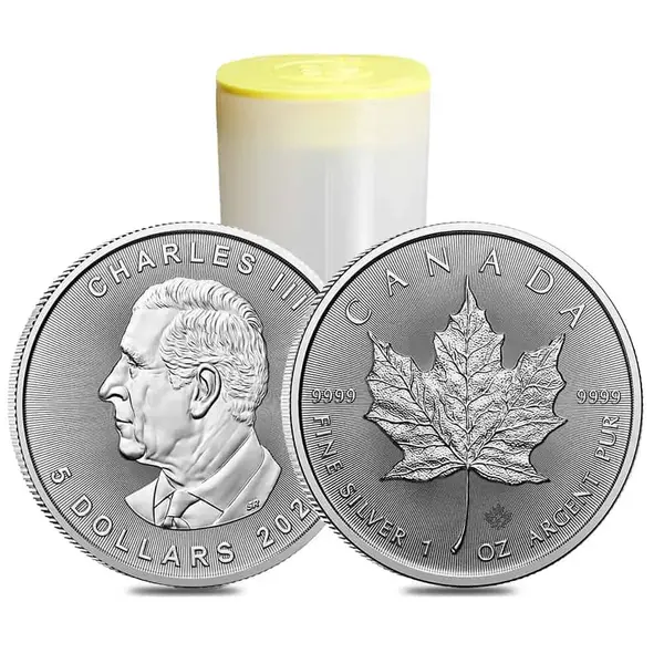 Default Tube of 25 - 2026 1 oz Canadian Silver Maple Leaf Coin BU