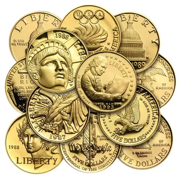 American US Mint Gold $5 Commemorative Coins BU/Proof (Random Year)