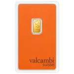 1/2 Gram Gold Bar Valcambi Suisse .9999 Fine (in Assay)