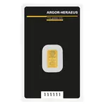 1 gram Argor Heraeus Kinebar Gold Bar .9999 Fine (In Assay)