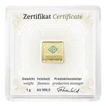 1 gram Geiger Original Square Gold Bar (In Assay)