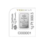 1 gram Platinum Bar - PAMP Suisse Lady Fortuna .9995 Fine (In Assay from Multigram+25)
