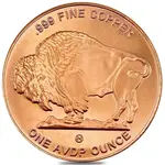 1 oz Copper Buffalo Round .999 Fine