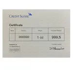 1 oz Credit Suisse Platinum Bar .9995 Fine (w/Assay)
