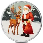 1 oz PAMP Santa's Workshop Colorized Silver Round (w/Box)