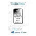 1 oz PAMP Suisse Lady Fortuna Platinum Bar .9995 Fine (In Assay)