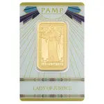 1 oz PAMP Suisse Lady of Justice Gold Bar .9999 Fine (in Assay)
