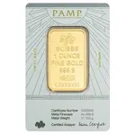 1 oz PAMP Suisse Lady of Justice Gold Bar .9999 Fine (in Assay)
