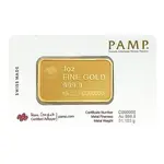 1 oz PAMP Suisse Liberty Bell Gold Bar .9999 Fine (in Assay)