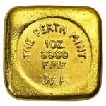 1 oz Perth Mint Cast Gold Button Bar .9999 Fine
