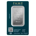1 oz Silver Bar PAMP Suisse Lady Fortuna 45th Ann (In Assay)