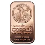 Default 1 oz St Gaudens Design Copper Bar .999 Fine