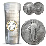 $10 Face Value Standing Liberty Quarters 90% Silver 40-Coin Roll (Circulated w/Dates)
