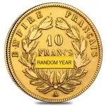 10 Francs French Gold Napoleon III AGW .0933 oz Avg Circ (1854-1869, Random Year)