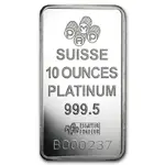 10 oz PAMP Suisse Lady Fortuna Platinum Bar .999+ Fine (In Assay)