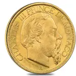 100 Francs Monaco Charles III Gold Coin AGW .9334 oz Avg Circ (Random Year, 1882 -1886)
