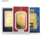 Default 100 Gram Random Brand Gold Bar .999+ Fine (in Assay)