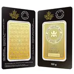 Default 100 Gram Royal Canadian Mint RCM Wafer Gold Bar .9999 Fine (in Assay)