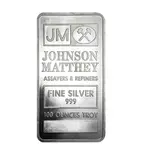 Johnson Matthey 100 oz Johnson Matthey (JM) Silver Vintage Pressed Bar .999 Fine
