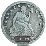 Default 1838-1891 Seated Liberty Silver Quarter Dollar Fine-Very Fine (Random Year)
