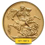 1871-1887 S Australia Gold Sovereign Victoria Young Head (Avg Circ)