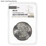 American 1878-1904 Morgan Silver Dollar $1 NGC MS 64 (Random Year)