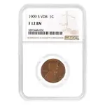 Default 1909-S VDB Lincoln Wheat Penny 1 Cent NGC F 12 BN