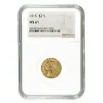 Default 1915 $2.5 Indian Head Quarter Eagle Gold Coin NGC MS 61