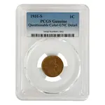 Default 1931-S Lincoln Wheat Penny 1 Cent PCGS Genuine UNC Detail