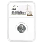 1943-S Steel Lincoln Wheat Penny NGC MS 67