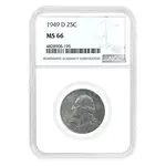 Default 1949-D Washington Silver Quarter 25C NGC MS 66