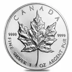 1990 1 oz Silver Canadian Maple Leaf .9999 Fine $5 Coin BU (Sealed)