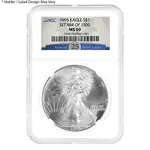 1995 1 oz Silver American Eagle $1 Coin NGC MS 69