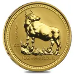 1997 1 oz $100 Gold Lunar Year of the Ox Australia Perth Mint Series I BU (In Cap)