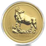 1997 1 oz $100 Gold Lunar Year of the Ox Australia Perth Mint Series I BU (In Cap)