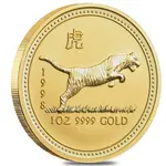 1998 1 oz $100 Gold Lunar Year of the Tiger Australia Perth Mint Series I BU (In Cap)
