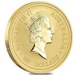 1998 1 oz $100 Gold Lunar Year of the Tiger Australia Perth Mint Series I BU (In Cap)