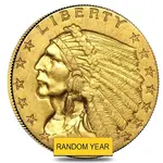 American $2.5 Gold Quarter Eagle Indian Head - Almost Uncirculated AU (Random Year)