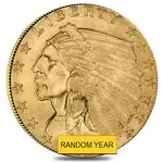 Default $2.5 Gold Quarter Eagle Indian Head - Brilliant Uncirculated BU (Random Year)