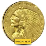 American $2.5 Gold Quarter Eagle Indian Head - Polished or Cleaned (Random Year)